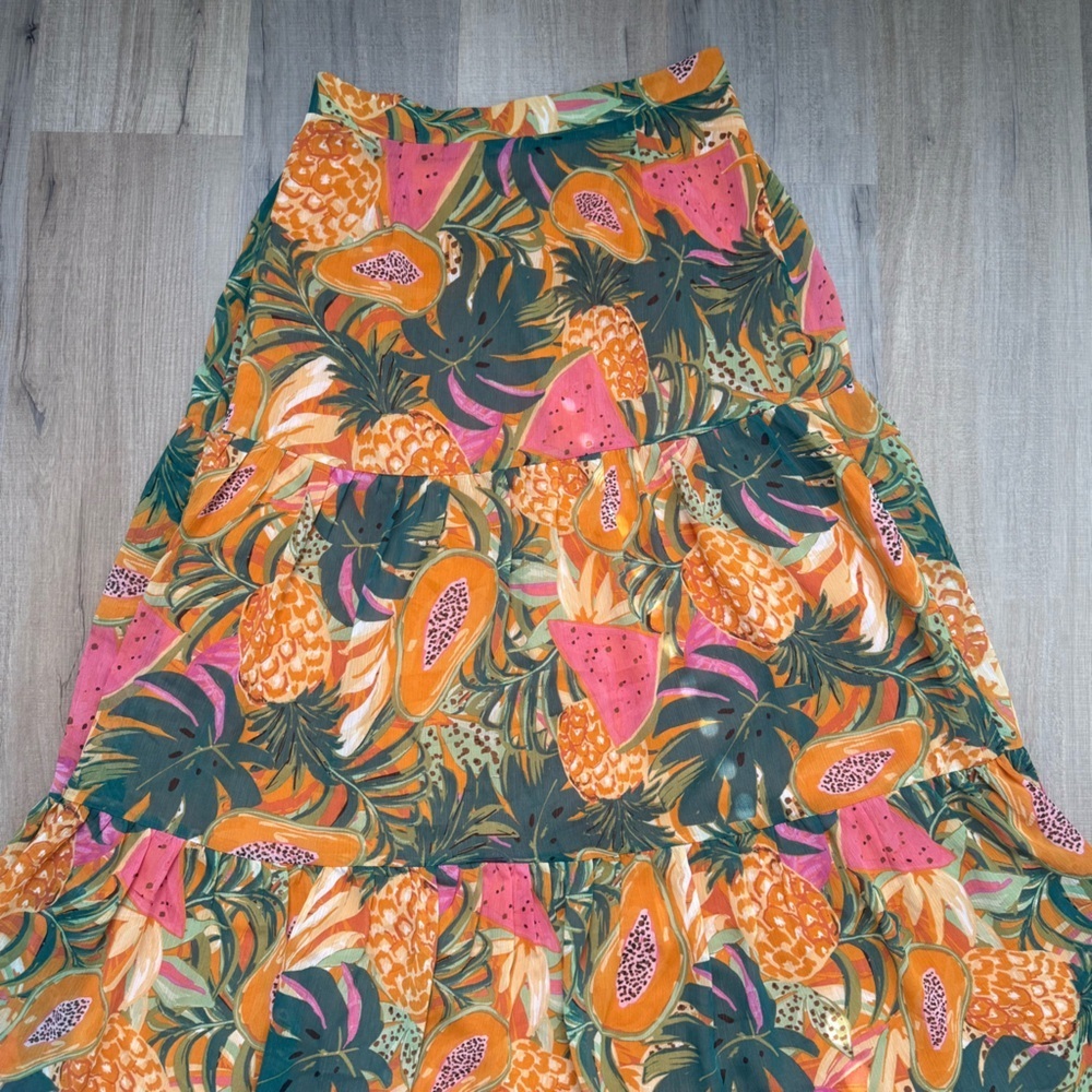 My Danielle Beach Vibrant Tropical Stretchy A-line Prairie Layered Women’s Skirt - Picture 7 of 9
